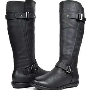 DREAM PAIRS Black Faux Fur Lined Knee High Boots